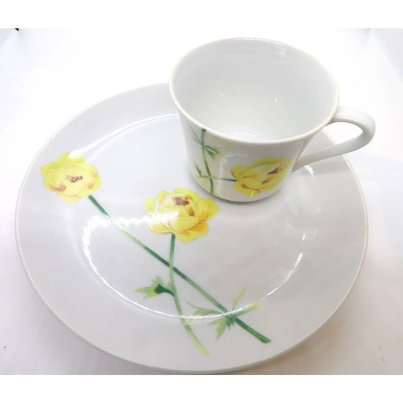Vintage Yellow Rose Pattern Lunch Plate and Cup by Toscany set of 2 - Picture 2 of 7